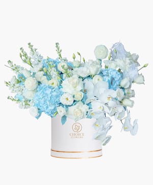 dreamy mixed bouquet box arrangement online flower delivery Dubai and Abu Dhabi