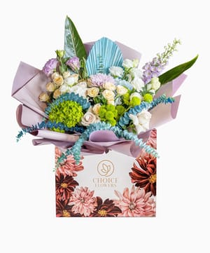 deluxe floral symphony bag arrangement online flower delivery Dubai and Abu Dhabi