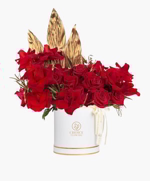 red elegance box arrangement online flower delivery Dubai and Abu Dhabi