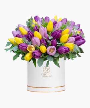 assorted tulip box arrangement online flower delivery Dubai and Abu Dhabi