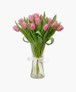 pink tulip vase arrangement online flower delivery Dubai and Abu Dhabi
