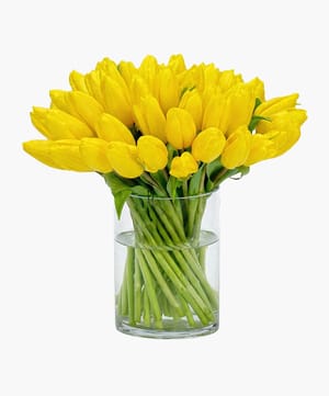 yellow tulip vase arrangement online flower delivery Dubai and Abu Dhabi