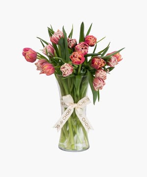 pink & orange tulip vase arrangement online flower delivery Dubai and Abu Dhabi