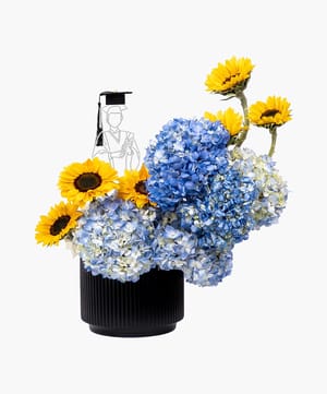 blue & gold celebration flowers graduation flowers online flower delivery Dubai and Abu Dhabi