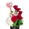 Happy Valentines Day in Black Vase Zoom