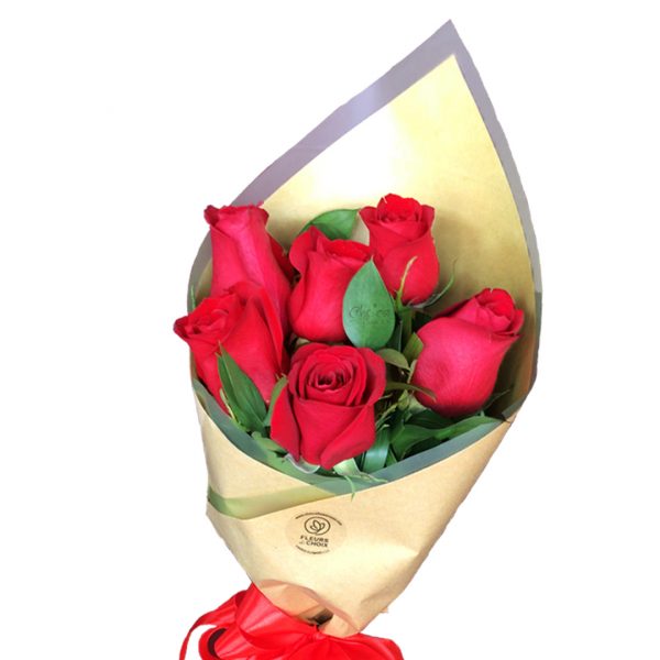 Six Red Rose Hand Bouquet Zoom 1