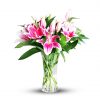 Pink Orinetal Lilly in Glass Vase