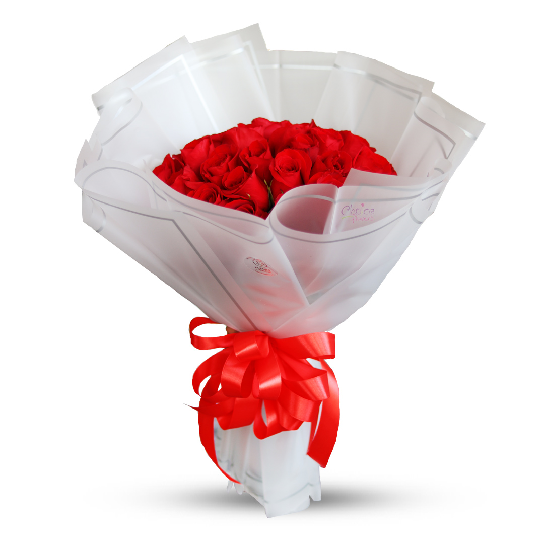 Red Rose White Wrapping Hand Bouquet | Beautiful Girl
