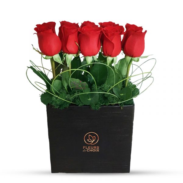 Premium Red Roses in Rectangle Vase