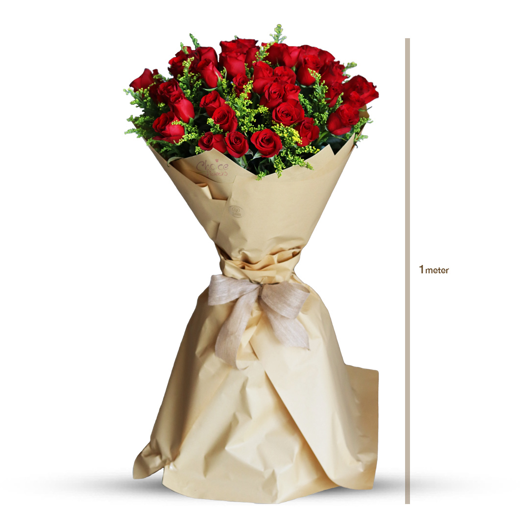 Large Stem Red Roses Bouquet | Big Red Rose Bouquet