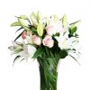 Pink Roses and White Lilly Bouquet Zoom 1