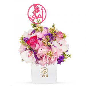 Mixed Flower Arrangement for Mothers Day in White Vase