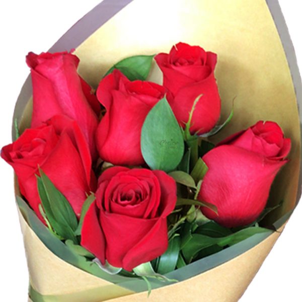 Six Red Rose Hand Bouquet Zoom 2