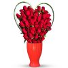 Love Shaped Roses in Red Vase