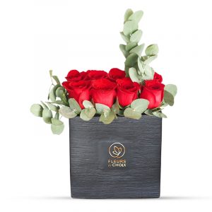 Red Roses with Eucalyptus