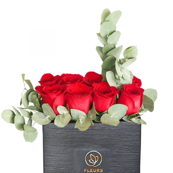 Red Roses with Eucalyptus Zoom 1