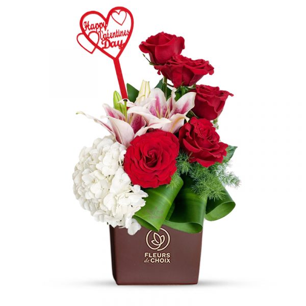 Happy Valentines Day in Brown Vase