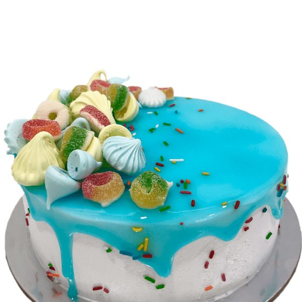 Blue and White cream cake Zoom 1