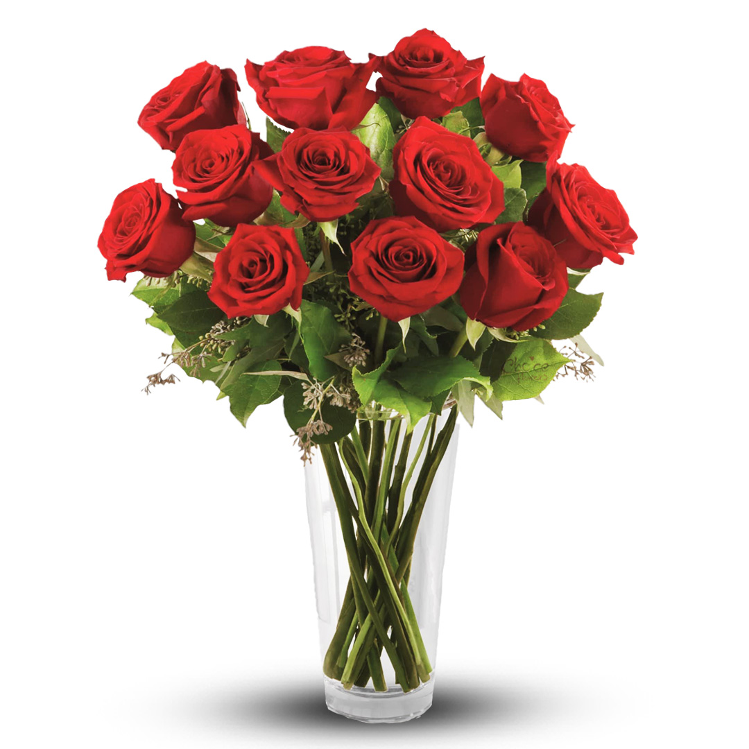 Red Rose in Glass Vase Arrangement | Clear Surprise