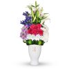 Mixed Flower Arrangement in Slim White Long Vase