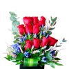 Red Roses with Gentian Flowers Zoom 1