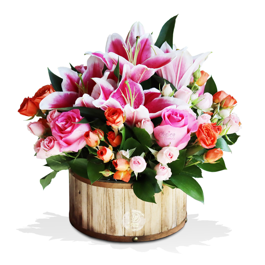 Mixed Flowers in Basket | Especial Garden Arrangement