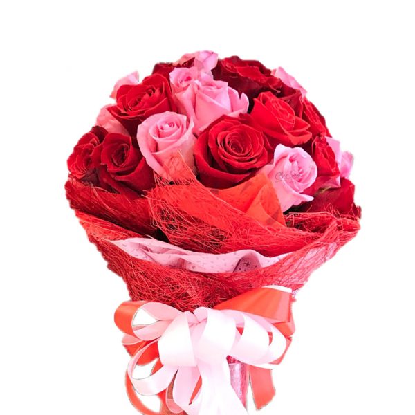 Pink and Red Roses Hand Bouquet Zoom 1