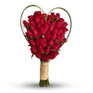 Love Shaped Red Rose Hand Bouquet