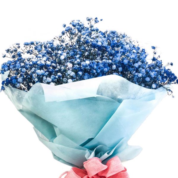 Blue Gypsophilia Hand Bouquet Zoom 1