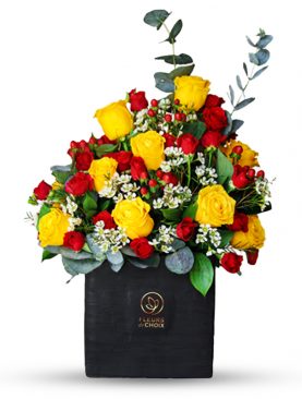 Mixed Yellow and Red Roses