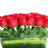 Bunch of Red Roses in Glass Vase Zoom