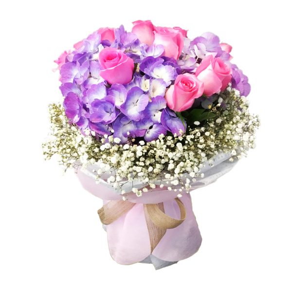 Hydrangea and Rose Hand Bouquet