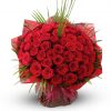 Red Roses with Green Fillers Hand Bouquet