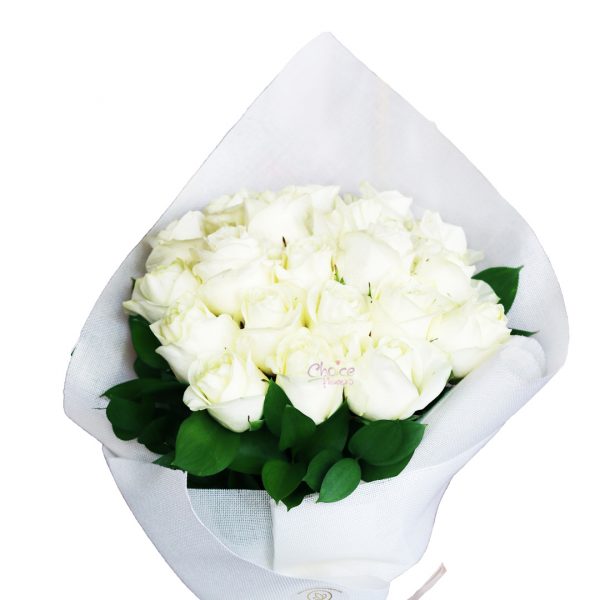 White Roses Hand Bouquet Zoom