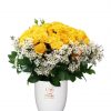 Yellow Baby Roses in White Vase Zoom 1