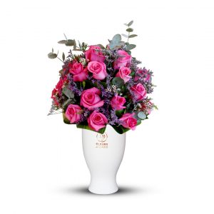 Pink Fusion in White Vase