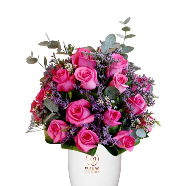 Pink Fusion in White Vase - Zoom 1