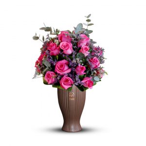 Pink Fusion in Stripe Brown Vase