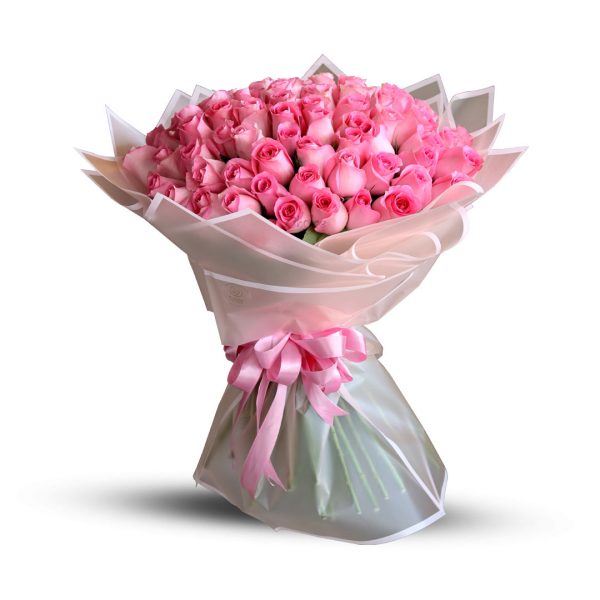 75 Pink Roses Hand Bouquet