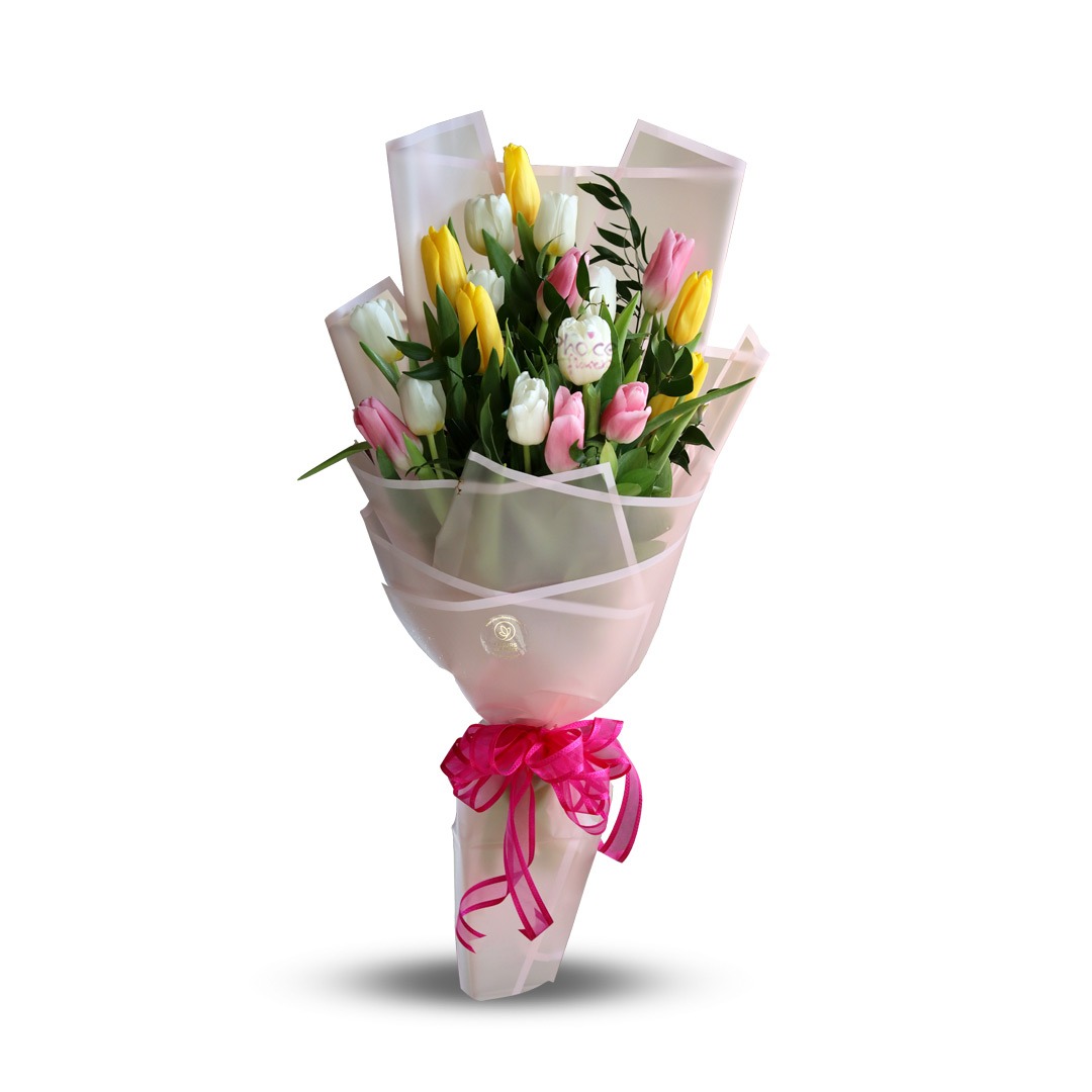 Fresh Bloom Arrangement | Mixed Tulips Bouquet Delivery Abu Dhabi