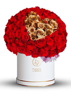 Red Roses with Golden Heart
