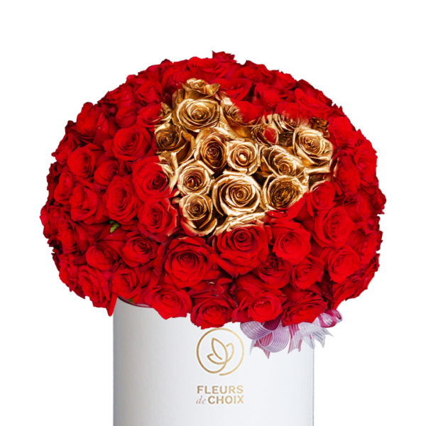 Red Roses with Golden Heart - Zoom 1