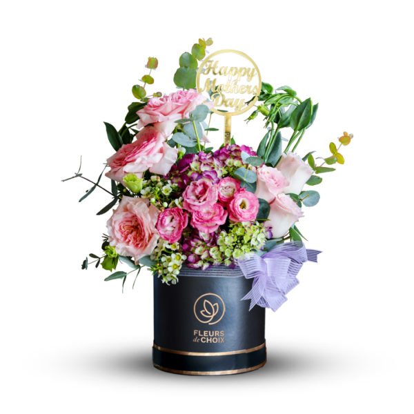 O'Hara Rose Hydrangea Arrangement in Black Vase