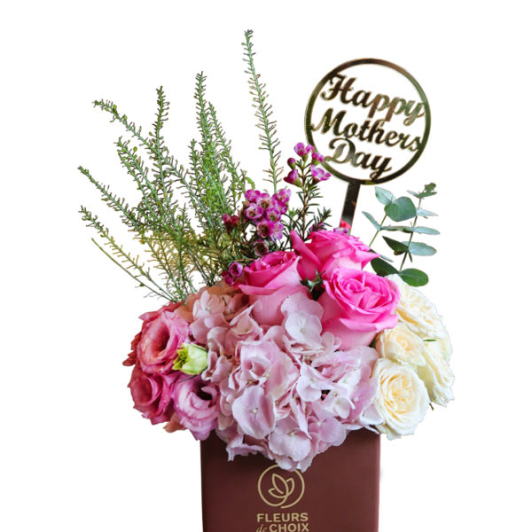 Mother's Day Mixed Flower Arrangement in Brown Vase - Zoom 1
