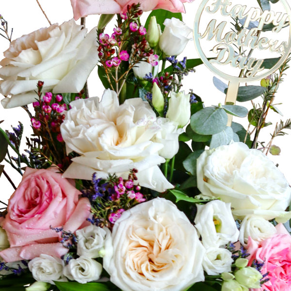 O'Hara Rose Lisianthus Arrangement in White Vase - Zoom 2