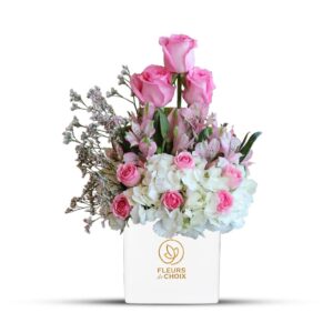 Pink-white-mixed-colour-white-vase