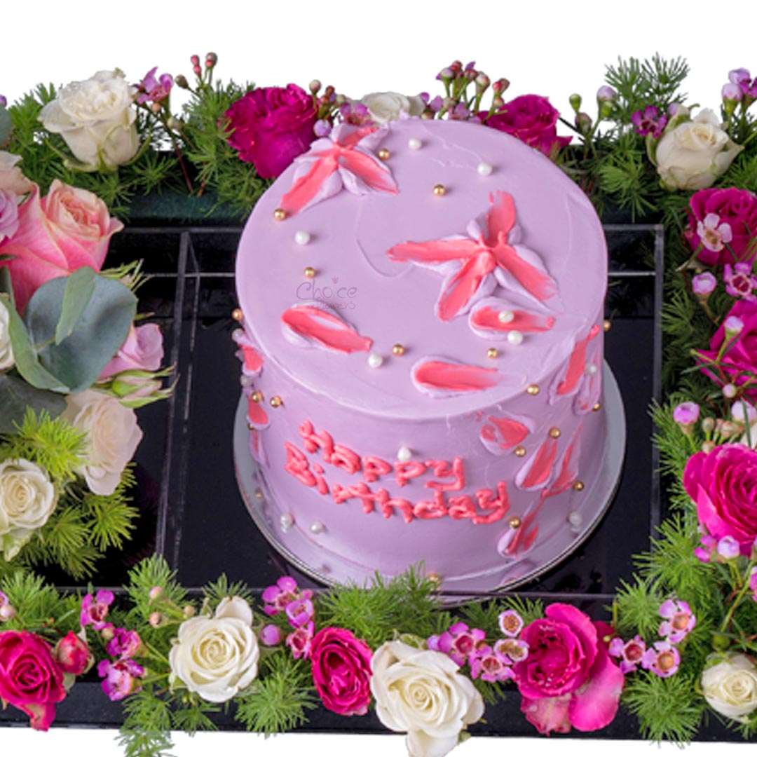 Flower & Cake Arrangement Choiceflowersuae