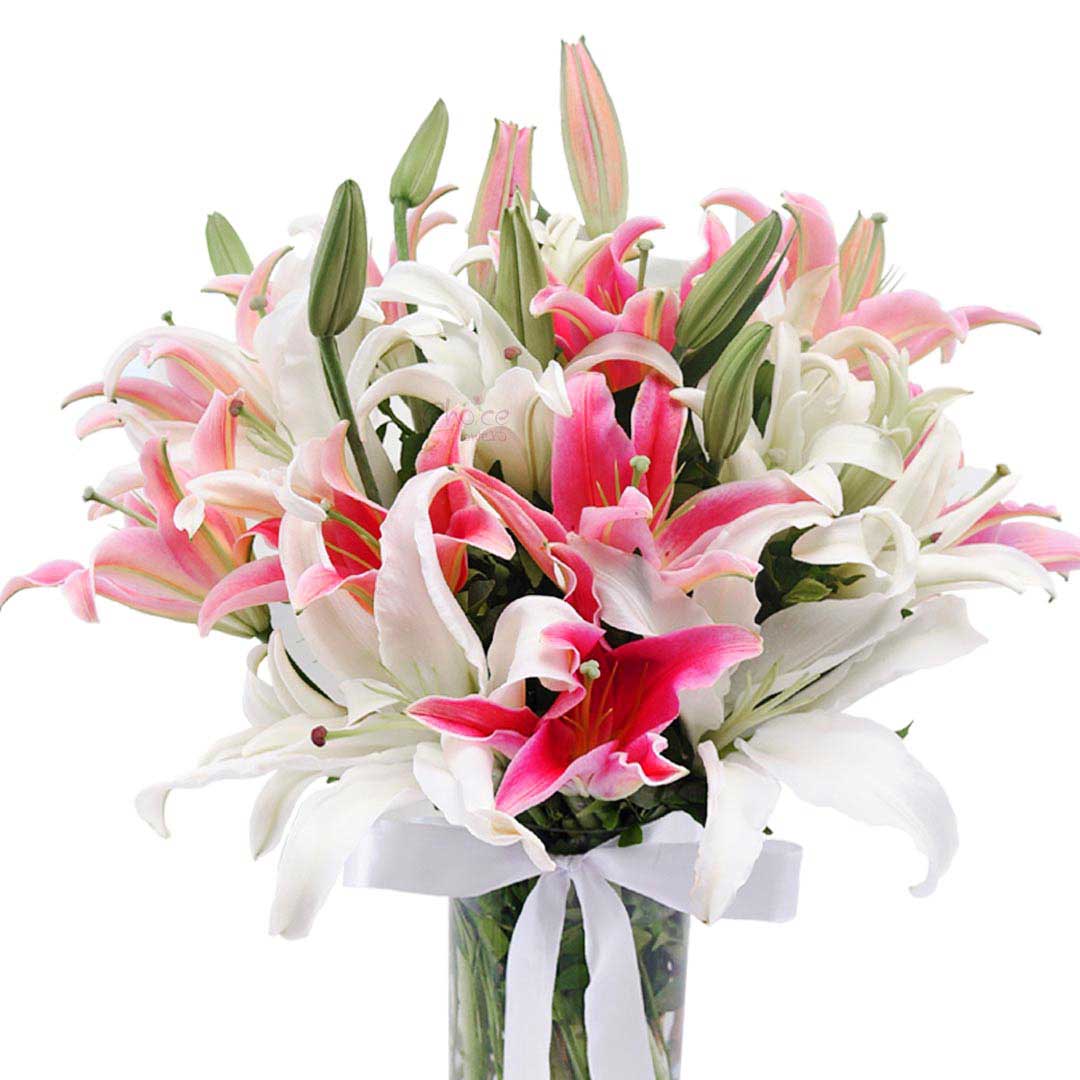 Pink & White Lilies - Choiceflowersuae