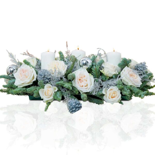 White Rose Christmas Table Arrangement