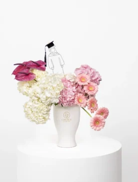 Pink and White Graduation Flower Vase Display